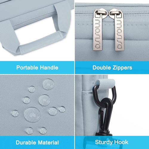 MOSISO Laptop Shoulder Bag 15.6 inch, 15-15.6 inch Computer Bag | Compatible with MacBook Pro 16 inch, HP, Dell, Lenovo with 2 Raised&1 Flapover&1 Horizontal Pocket&Handle&Belt, Baby Blue - color: Baby Blue, size: 16 inch