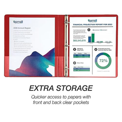 Samsill Durable 0.5 Inch Binder, D Ring Binder, 100% Recycled Chipboard, Red - color: Red, size: 1 Pack, style: 0.5 Inch