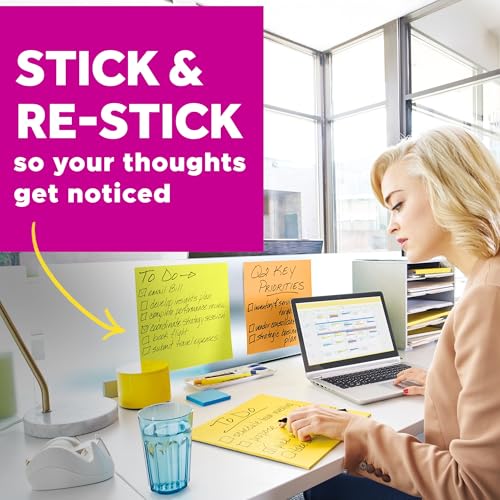 Post-it Super Sticky Big Notes, 8 in. x 8 in., Extra Large Sticky Notes in Papaya Fizz, 2 pads, 60 Sheets Total, Great for Vision Boards, Creative Projects, Study Spaces, Group Brainstorming, and More - color: Papaya Fizz