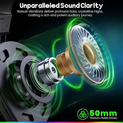 WESEARY Wireless Gaming Headset for PS5, PS4, PC, Switch & Mac, 20ms Ultra-Low Latency, 2.4GHz USB & Bluetooth 5.4 Gaming Headphones with Mic, 50H Battery Life, 3D Spatial Audio, Dynamic Lighting - color: Aurora Black