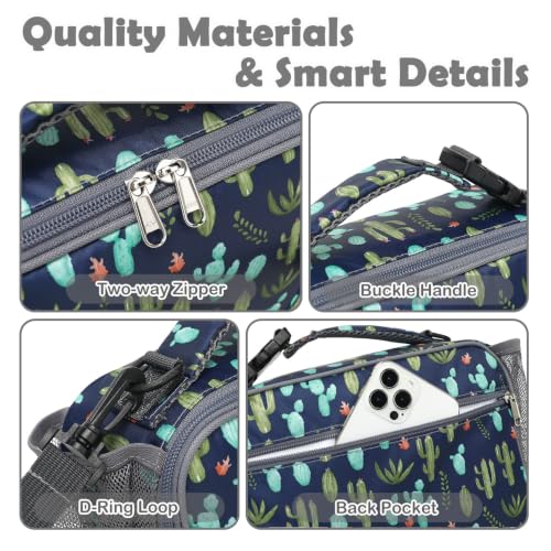 FlowFly Kids Lunch Bag, Durable Insulated School Lunch Box with Shoulder Strap and Bottle Holder, Water-resistant Thermal Small Lunch Cooler Tote for Teen Boys & Girls, Cactus - color: Cactus