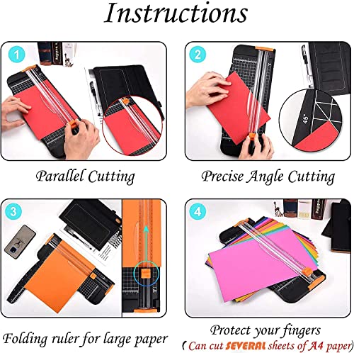 Evteck A4 Paper Cutter Slider Trimmer for Cardstock Photo Vinyl | 12 Inch, with Security Blade and Foldable Ruler, for Crafting Scrapbooking - color: Black