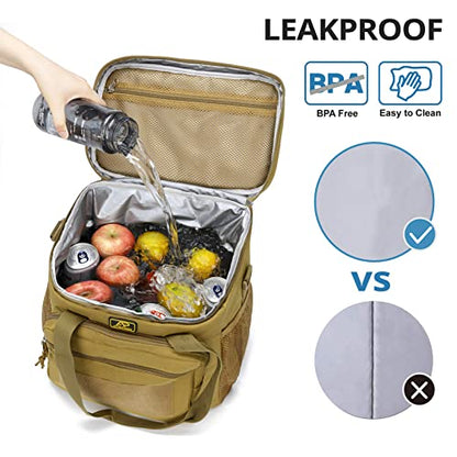 ATRIPACK Lunch Box for Men, Tactical Lunch Bag MOLLE Webbing Leakproof Insulated Large Lunch Cooler Women Adult Meal with Adjustable Shoulder Strap Durable Lunch Pail (Brown) - color: Brown, size: Large