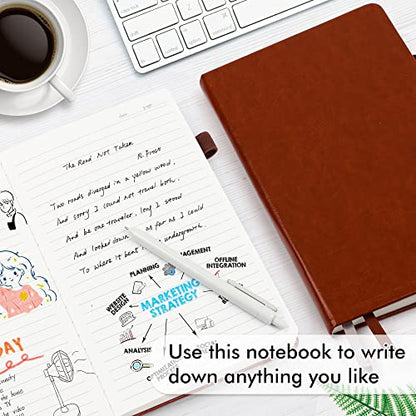 12 Pack Notebooks Journals Bulk with 12 Black Pens, Feela A5 Hardcover Notebook Classic Ruled Journal Set with Pen Holder for School Business Work Travel Writing, 120 GSM, 5.1”x8.3”, Brown - color: 12 Pack brown