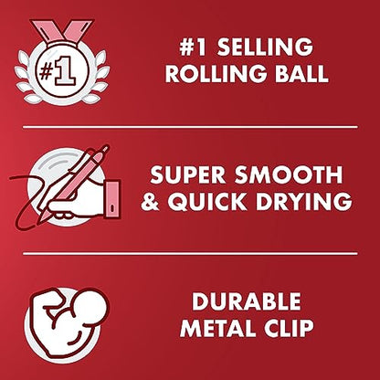 Pilot Precise V5 Stick Liquid Ink Rolling Ball Stick Pens, Extra Fine Point (0.5mm) Red Ink Pens, 12-Pack - color: Red, size: 12 Count (Pack of 1)