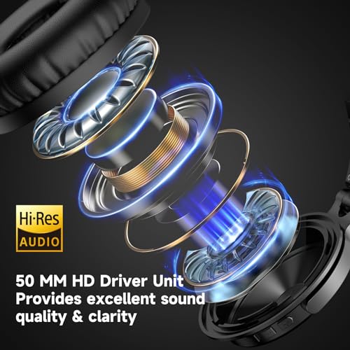 OneOdio Bluetooth Over Ear Headphones, 110 Hrs Wireless/Wired Stereo Sound Foldable Headsets with Deep Bass 50mm Neodymium Drivers for PC/Phone/Tablet - Studio Wireless Pro C, Red - color: Red