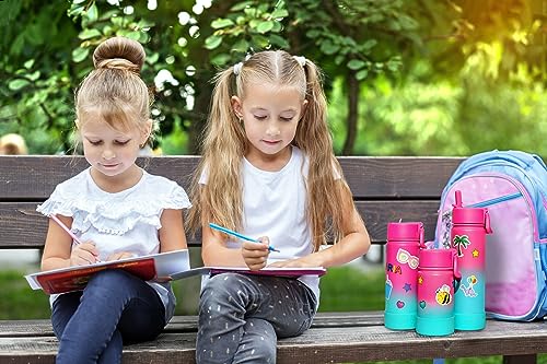 CHILLOUT LIFE 12oz Kids Insulated Stainless Steel Water Bottle with Leak Proof Straw Lid & 144 Stickers - color: Frozen Slushy, style: 12 oz