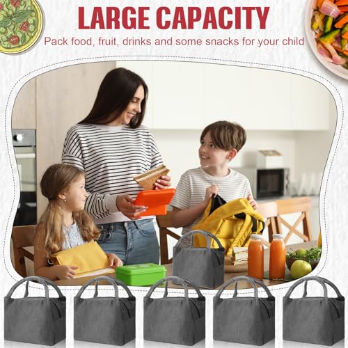Chunful 12 Pcs Lunch Bags Bulk Reusable Insulated Lunch Box Bags with Aluminum Leakproof Tote for School Students Kids Women Men Children Adult Office Work Employees Travel - color: Gray