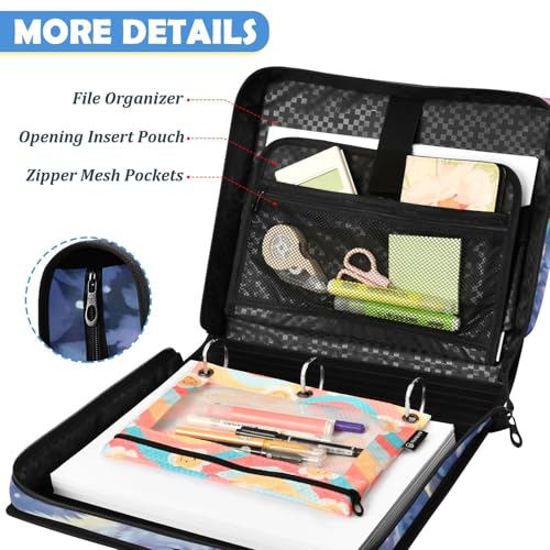 Wolves 2-inch 3 Ring Zipper Binder with Shoulder Strap Holds 14 Inch Laptop for Students and Office - color: Wolves