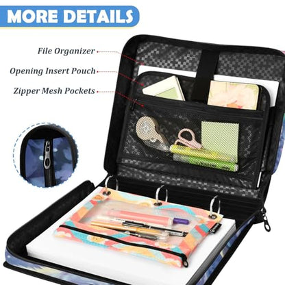 Wolves 2-inch 3 Ring Zipper Binder with Shoulder Strap Holds 14 Inch Laptop for Students and Office - color: Wolves