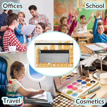 Waffle Cookies Pencil Pouch for 3 Ring Binder White Ice Cream Pencil Case Bag with Clear Window Zipper Pockets for Kids Girls Boys Students School College Supplies 2 Pack - color: White