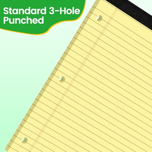 3 Hole Legal Pad 8.5 x 11, 6 Pack Yellow Note Pads, Notebook Paper Wide Ruled, Writing Paper Pads, Notepads with Binder Holes, Lined Paper 8.5x11, Ideal for School, Home, Office, 30 Sheets/Pack - style: 6 Pack-30 Sheets/Pad-Yellow