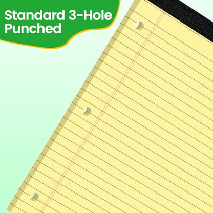 3 Hole Legal Pad 8.5 x 11, 3 Pack Yellow Note Pads, Notebook Paper Wide Ruled, Writing Paper Pads, Notepads with Binder Holes, Lined Paper 8.5x11, Ideal for School, Home, Office, 30 Sheets/Pack - style: 3 Pack-30 Sheets/Pad-Yellow