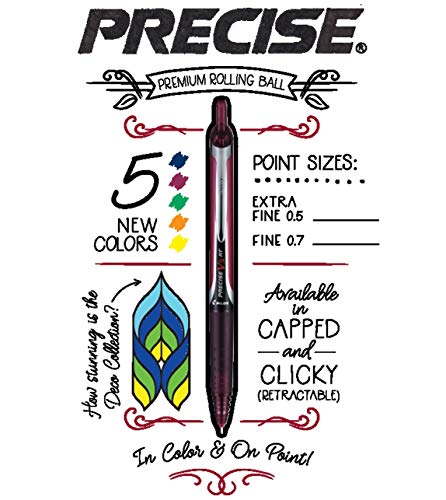 Pilot Precise V5 RT Refillable & Retractable Rollerball Pens, Extra Fine Point Pens 0.5 mm, Red, Pack of 2 - Ideal for School, Journaling & Office Writing - size: 2 Count (Pack of 1)