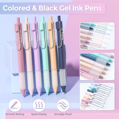 Nicpro Aesthetic School Supplies, 55PCS Pastel Highlighters & Gel Pens Set | All In One, Highlighters, Gel Pens with Refills, Mechanical Pencils, Organized Case, Back to School Essentials for Girls