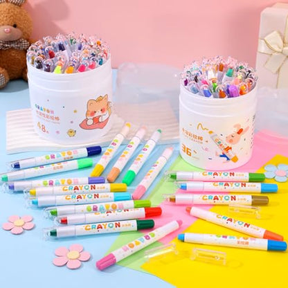36 Color Silky Twistable Crayons Washable Easy Grip for Artist, Multicultural Pastel Gel Crayons, Art Supplies Coloring Gift