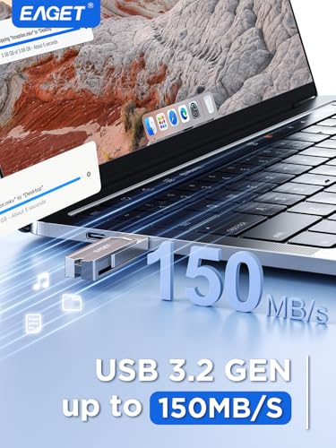 EAGET 512GB USB Flash Drive 2-in-1, USB 3.2 Gen 1 USB-C & USB-A Swivel Design, 150MB/s High-Speed Memory Stick for iPhone 15/16/17, Android, Mac, Laptop, Tablet, PC - Metal Body - size: 512GB