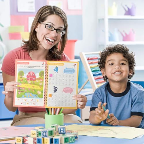 AALGO Large Magic Grooved Writing Practice Book-Reusable Handwriting Practice for Kids 8-10- Pre k workbooks - size: 10.2inx7.2in