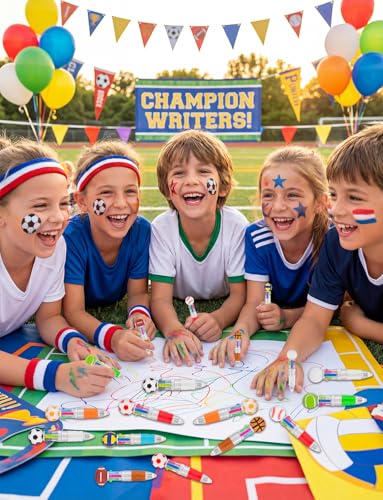 36Pcs 4-in-1 Sports Mini Theme Multicolor Ballpoint Pens | Cute Retractable Pen Bulk for Birthday Party Classroom Student Prizes Teacher Rewards - style: SportsBallPens36Pcs