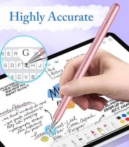 Kenkor Stylus Pen for Touchscreen, 2Pcs Universal Touch Pencil, Pink+Silver | Active Stylus Pen for Nintendo Switch 2/ iPad/iPhone/Android/Samsung Galaxy/Huawei/Lenovo/Microsoft Surface, Touchscreens Pen - color: Pink+Silver