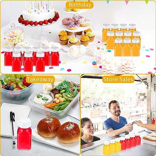 Patelai 48 Pcs Plastic Juice Bottles, 4 oz Shot Bottles with Caps Small Reusable Clear Juice Containers Bulk with Leakproof Lids for Juicing, Smoothies, Milk, Coffee, and Cold Beverages (White) - color: White, size: 4 oz