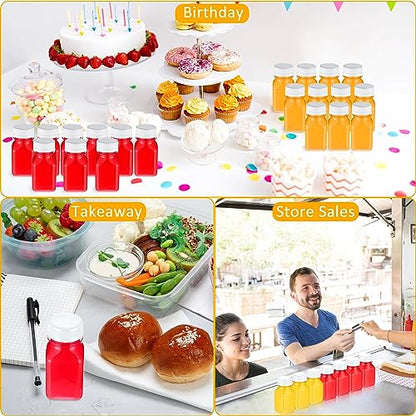 Patelai 48 Pcs Plastic Juice Bottles, 4 oz Shot Bottles with Caps Small Reusable Clear Juice Containers Bulk with Leakproof Lids for Juicing, Smoothies, Milk, Coffee, and Cold Beverages (White) - color: White, size: 4 oz