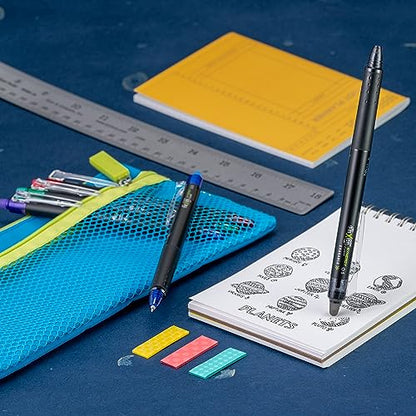 Pilot FriXion Synergy Clicker Erasable, Refillable, Retractable Gel Ink Pens, Extra Fine Point 0.5 mm, Pack of 5, Black Ink, FriXion Erasable Pens 0.5 - Ideal for School & Office Writing - color: Black 5
