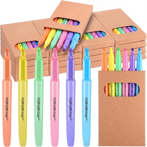 180 Pcs Bulk Highlighters with 30 Boxes No Bleed Skinny Bible Highlighter Colorful Fluorescent Pen Chisel Tip Fast Dry for Students Prizes Classroom Church Gifts Back to School Supplies, 6 Colors - color: Pastel Colors
