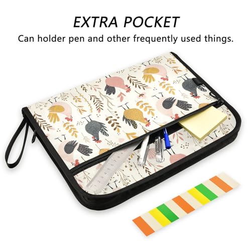 Cute Cartoon Chickens File Folders,Plastic Folders with 13 Pockets,Expandable File Folder for Documents School Students Office,Aesthetic Folder with Labels A4 Letter Size - color: Multi 1