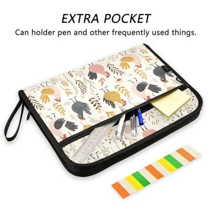 Cute Cartoon Chickens File Folders,Plastic Folders with 13 Pockets,Expandable File Folder for Documents School Students Office,Aesthetic Folder with Labels A4 Letter Size - color: Multi 1