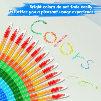 50 Pcs Stackable Crayons, 12 Colors Stacking Buildable Crayons Colorful Stackable Pencils Party Favors DIY Rainbow Pencil for Adults Office Birthday Party