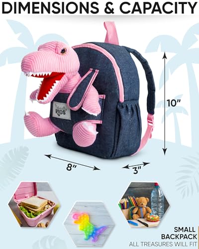 Naturally KIDS Pink Dinosaur Toys for Girls, Dinosaur Gifts for Girls 2-5 Year Old, Toddler Backpack - color: 02 Dinosaur Pink, style: Small