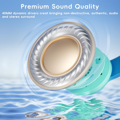 Candy Bila Kids Headphones, Wired Headphones for Kids with Microphone, 85/94dB Volume Limiter Headphone for Girls Boys, Foldable Headphone for Online Study, Gradient Blue - color: Gradient Blue