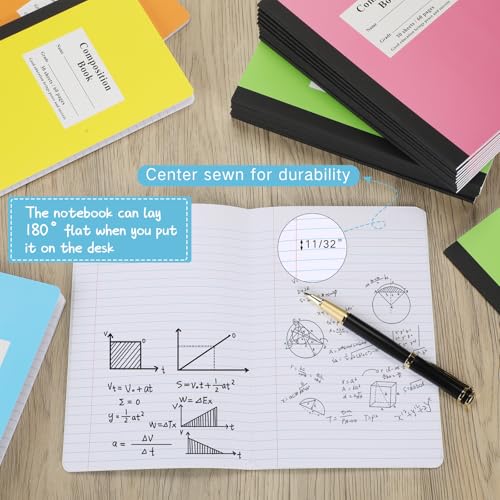 Composition Notebooks Bulk Wide Ruled Lined, 8.5 x 5.5 Inch, 30 Sheets/60 Pages, Back to School Supplies, First Day of School Notebooks for Teacher Student Office Supplies(50 Pack)