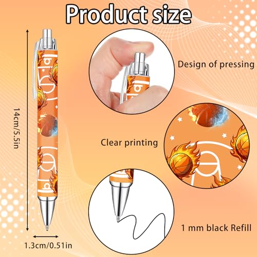 Basketball Pens Set – Fun Sports-Themed Writing Pens for kids,Students, and Coaches – Smooth Black Ink and Comfortable Grip – Great Party Favors, School Rewards, and Holiday Gift Ideas, 8 Pack - style: Basketball