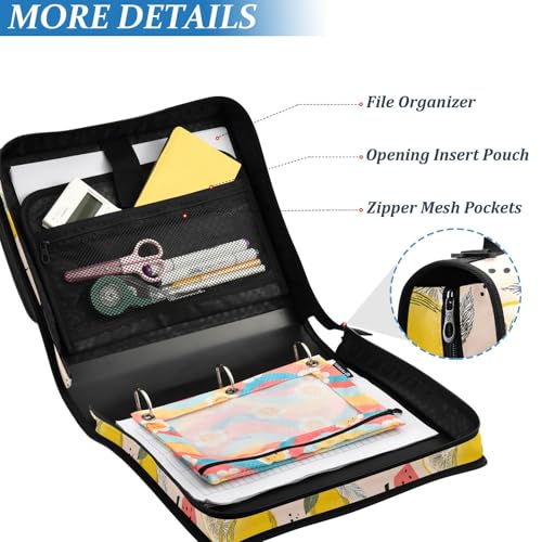 3 Ring Zipper Binder Lemon Watermelon Binders Bag with Shoulder Strap 500 Sheets Paper Organizer Trapper Keeper Documents Storage File Folder for School Office - color: A2807
