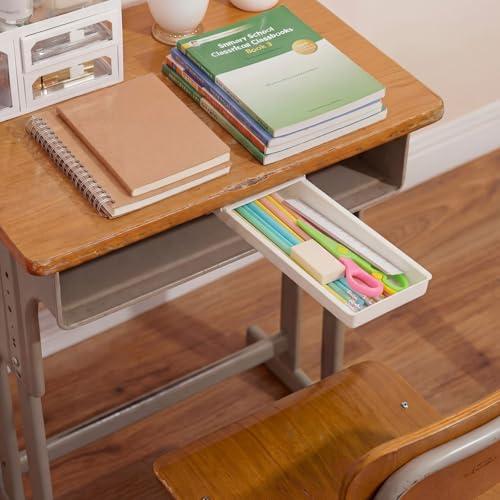 FoldTier 6 Pcs Student Desk Organizer for Classroom Under Desk Drawer for Students Adjustable Desktop Storage Dividers Organizer Accessories Supplies for Back to School First Day of School Gift
