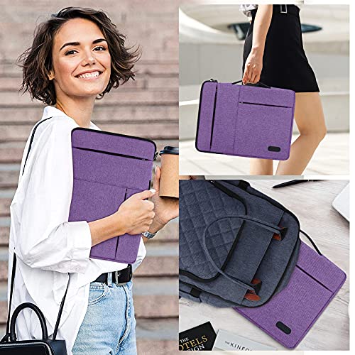 Laptop Sleeve Case 13.3-14 Inch Waterproof Durable 360 Protective Carrying Case Portable Handle Business Briefcase Compatible with MacBook Air/Pro HP ThinkPad Notebook Purple - color: Purple, size: 13.3-14 Inch