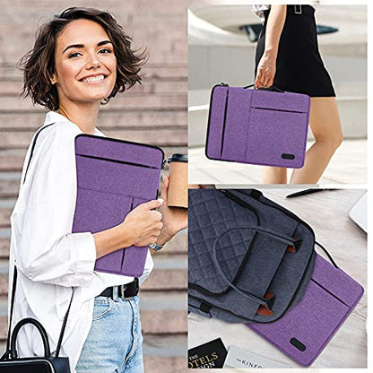 Laptop Sleeve Case 13.3-14 Inch Waterproof Durable 360 Protective Carrying Case Portable Handle Business Briefcase Compatible with MacBook Air/Pro HP ThinkPad Notebook Purple - color: Purple, size: 13.3-14 Inch