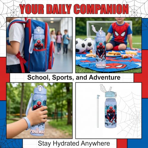Cartoon Huntrix Water Bottle for Girls, 25oz Leak Proof with Straw Lid, Gifts for Girls (spidey) - color: spidey