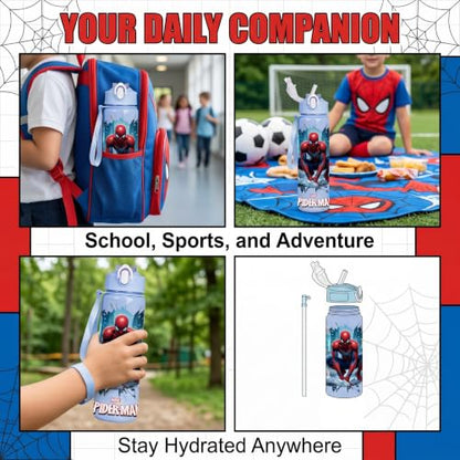 Cartoon Huntrix Water Bottle for Girls, 25oz Leak Proof with Straw Lid, Gifts for Girls (spidey) - color: spidey