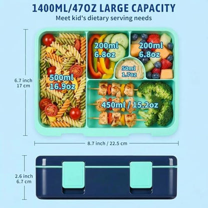 rockpapa Kids Lunch Box Set with 14oz Insulated Water Bottle & Lunch Bag, Leakproof 5.5 Cups Bento Box for School & Children, BPA-Free, Microwave Safe for Boys Girls (Blue Rocket) - color: Blue Rocket