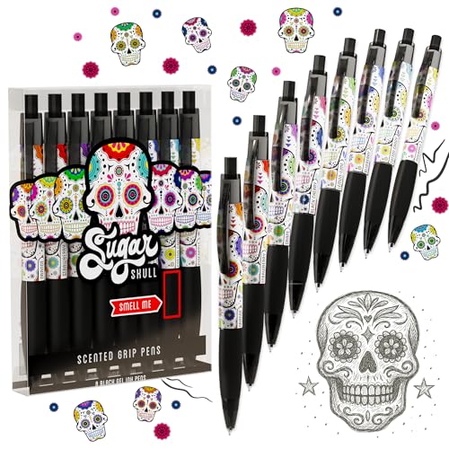 Sugar Skull Smens - Patented Gourmet Scented Pens, Black Ink, Medium Point - 8 Count - color: Sugar Skull (8 Count)