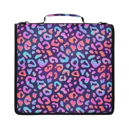 Leopard 2inch 3 Ring Zipper Binder Multi-Pocket Storage Holds 14 Inch Laptop for Students and Office Use - color: Leopard