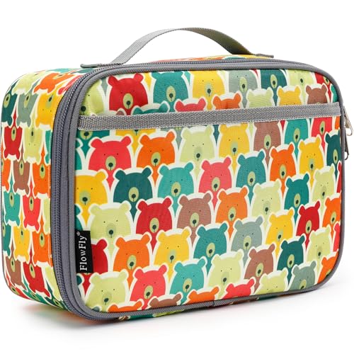 FlowFly Kids Lunch box Insulated Soft Bag Mini Cooler Back to School Thermal Meal Tote Kit for Girls, Boys, Bear - color: Bear