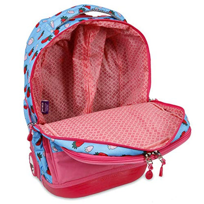 J World Duo Kids Rolling Backpack With Lunch Box Set. School Bookbag on Wheels, Strawberry - color: Strawberry