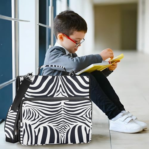 Classic Zebra Stripes Zipper Binder Bag 3 Ring with Shoulder Strap Zippered Binder Fits 13 Inch Laptop File Folder Document Organizer for College Office Supplies - color: Classic Zebra Stripes
