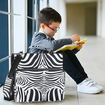 Classic Zebra Stripes Zipper Binder Bag 3 Ring with Shoulder Strap Zippered Binder Fits 13 Inch Laptop File Folder Document Organizer for College Office Supplies - color: Classic Zebra Stripes