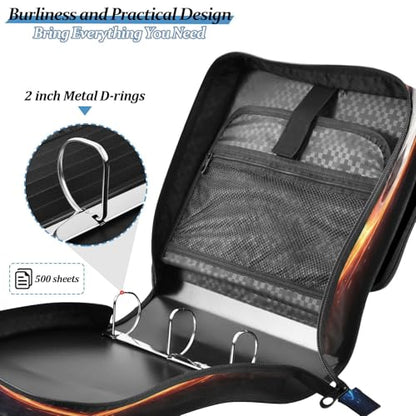 Soccer Ball Black Zipper Binder Bag 3 Ring with Shoulder Strap Zippered Binder Fits 13 Inch Laptop File Folder Document Organizer for College Office Supplies - color: Soccer Ball Black