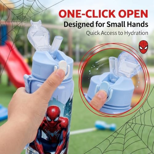 Cartoon Huntrix Water Bottle for Girls, 25oz Leak Proof with Straw Lid, Gifts for Girls (spidey) - color: spidey
